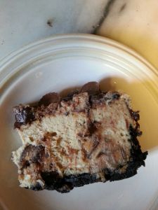 A slice of Reese's Peanut Butter Cheesecake